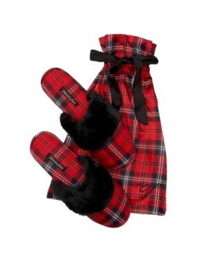 Victoria’s Secret Signature  Plaid Satin Slippers, size Medium 7/8
